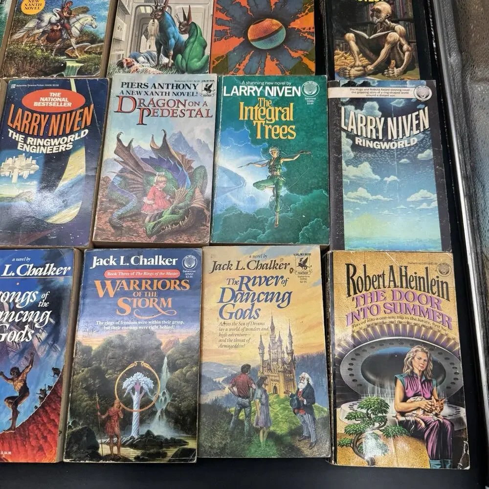 Huge Lot Of 38 Vtg Sci-fi Fantasy Books Del Rey Chalker McCaffrey Niven & More